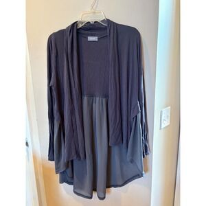 Figwood Women's Charcoal Gray Open Front Draped Cardigan Tunic OS